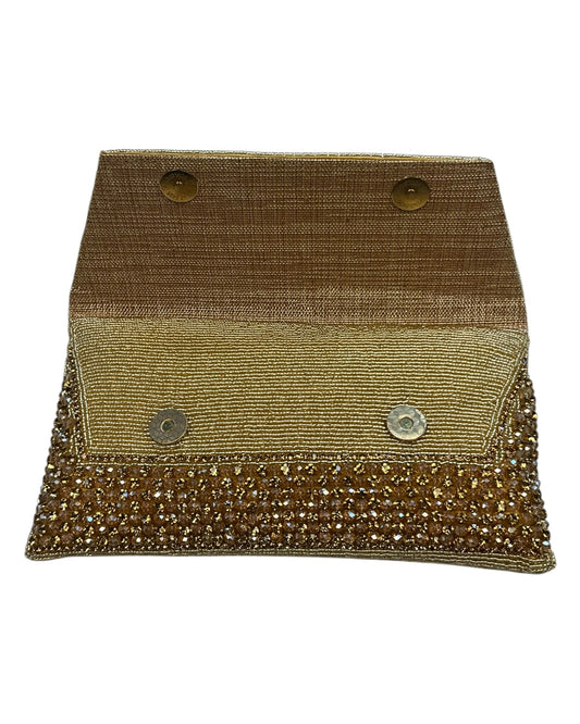 Gold Finish - Rich Hand Embroidered Clutch Bag / Handbag - AKB235 05KP25
