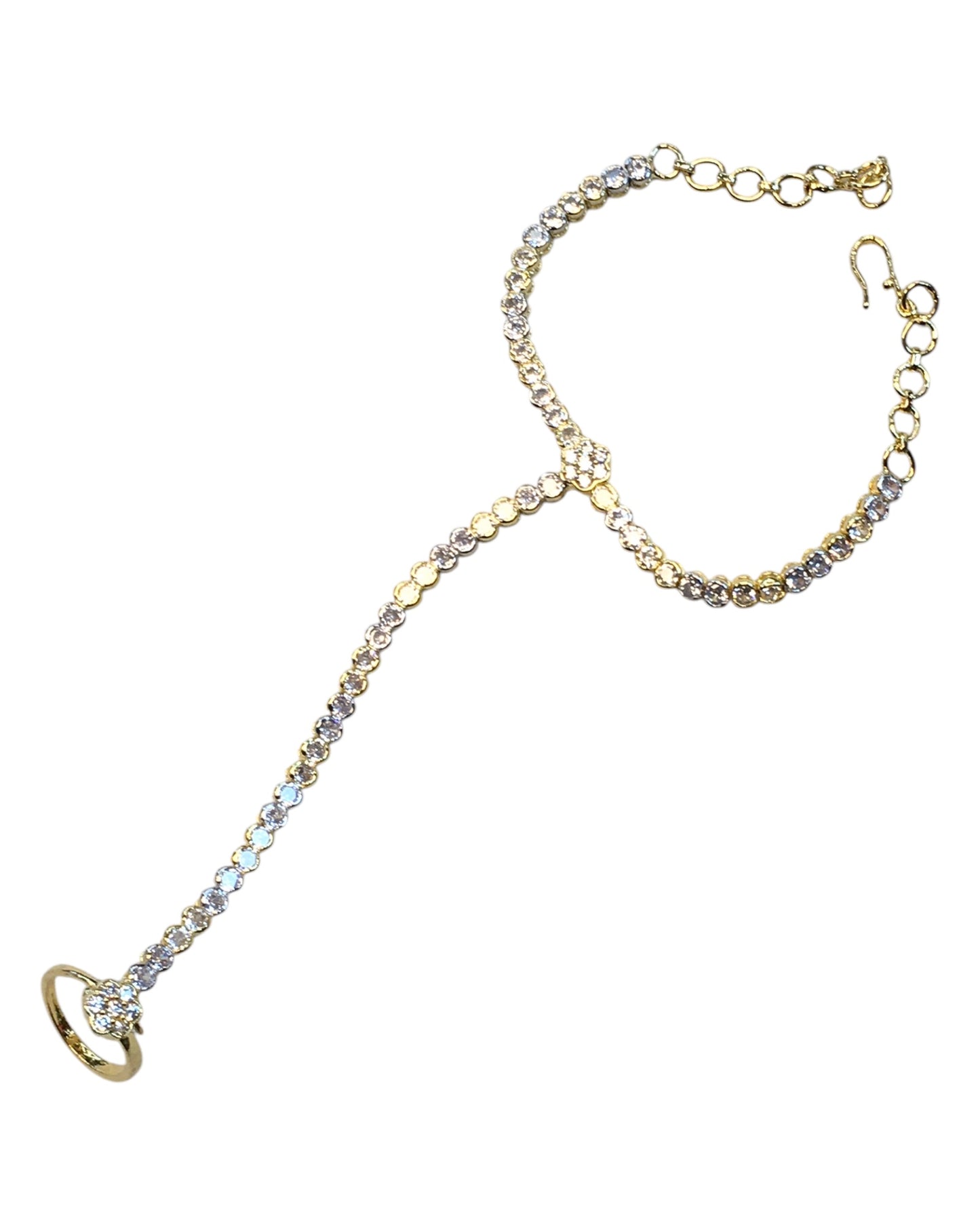 Gold - Gold Finish Panja / Indian Ladies Hand Accessory - Fashion Jewellery - Bollywood - Weddings - AE2443 11Jp24