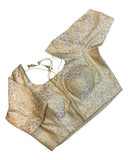 38" & 42" - Cream Light Gold - Banarasi Brocade Saree / Lehenga Blouse -UK Stock - Quick Dispatch - X1126 01A25