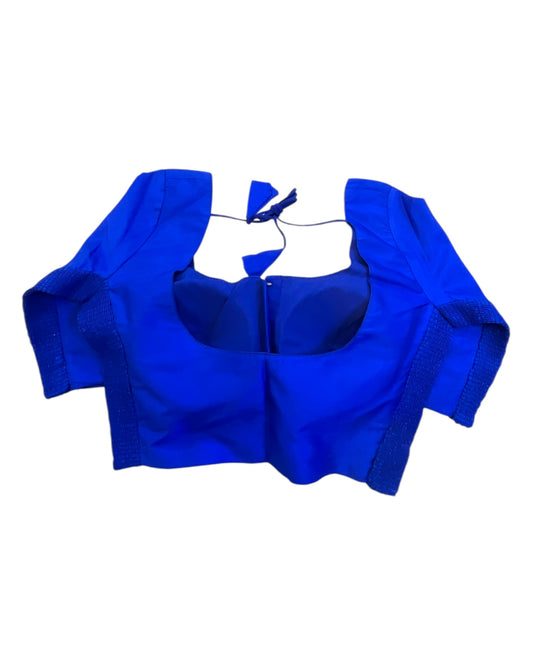 Royal Blue - HYBRID Silky Saree blouse - With Elastic on both side for Great fit - Size 36",38", 40" S M L - VAM1216 Ap
