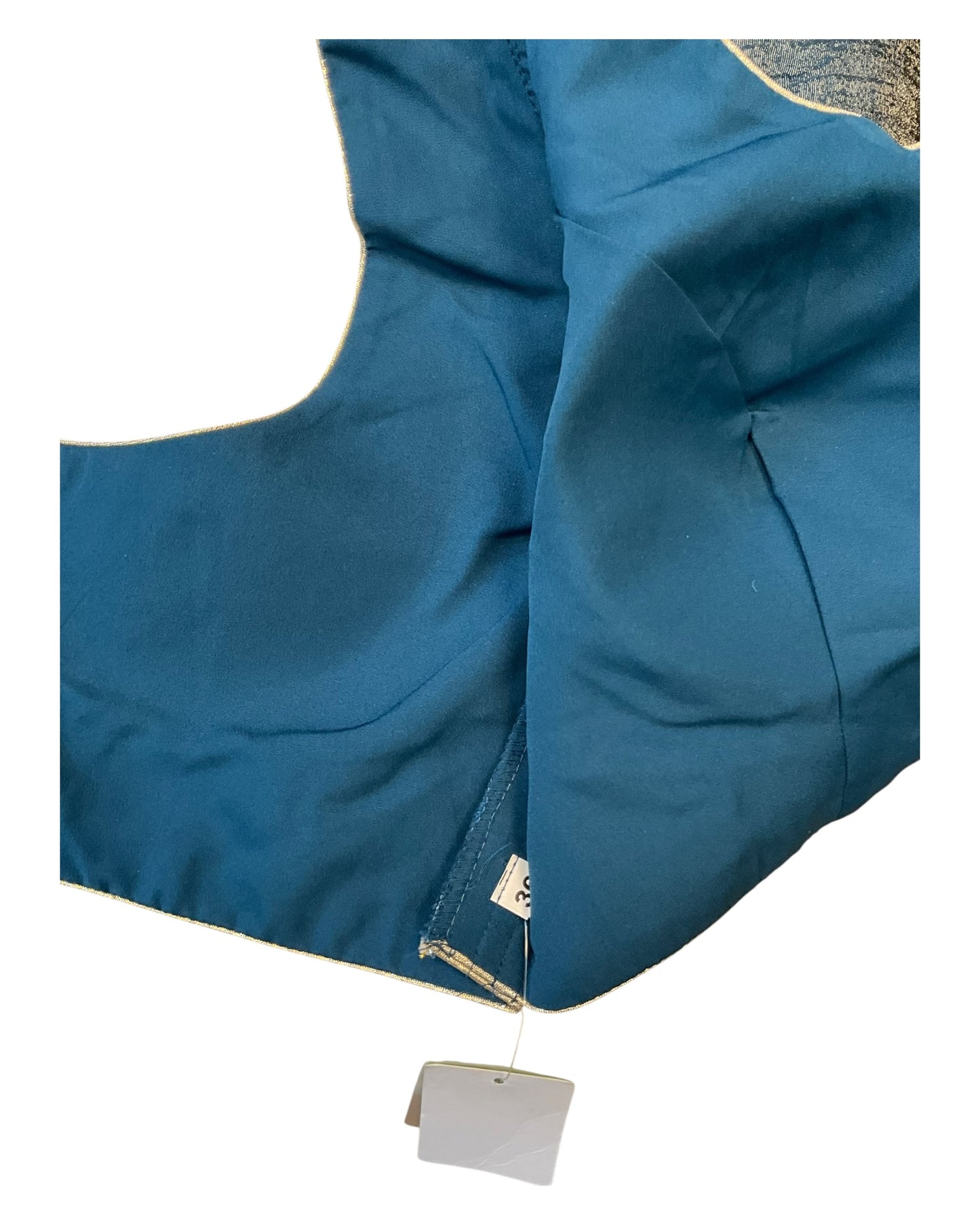 36" & 40" - Navy / Petrol Blue - Banarasi Tissue Saree / Lehenga Blouse - Margin inside for adjustments - X1228 01KK25