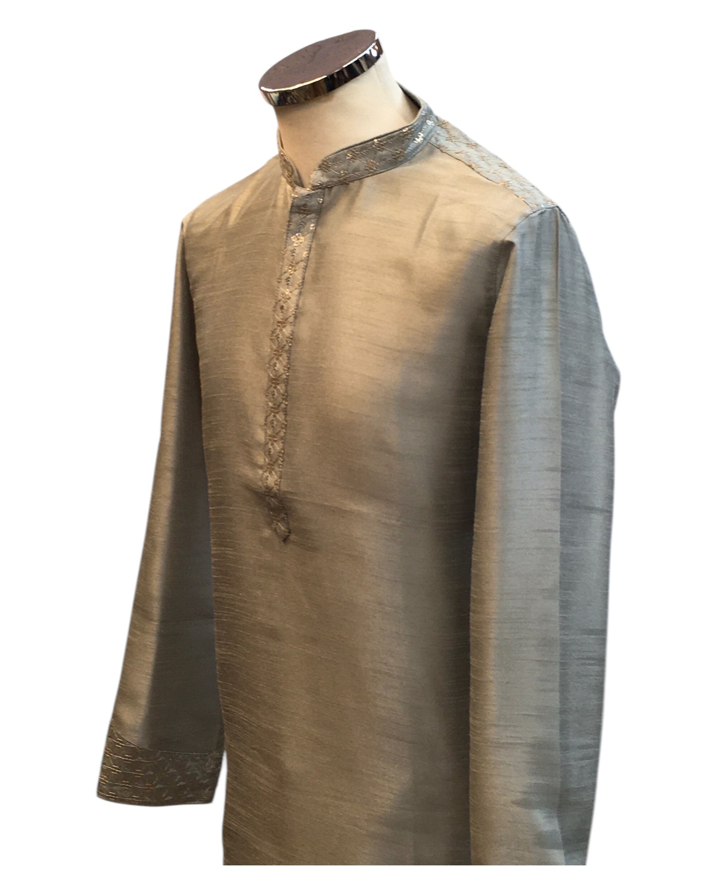 Grey - Silky - Mens Indian Kurta set - Weddings / Walimas , Sangeet, Eid, Mehndi / Henna - NAD2511 01KJ25