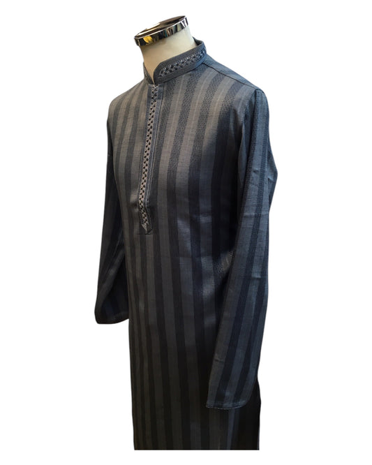 Dark Grey - Silky - Mens Indian Kurta set - Weddings / Walimas , Sangeet, Eid, Mehndi / Henna - NAD2514 01KP25