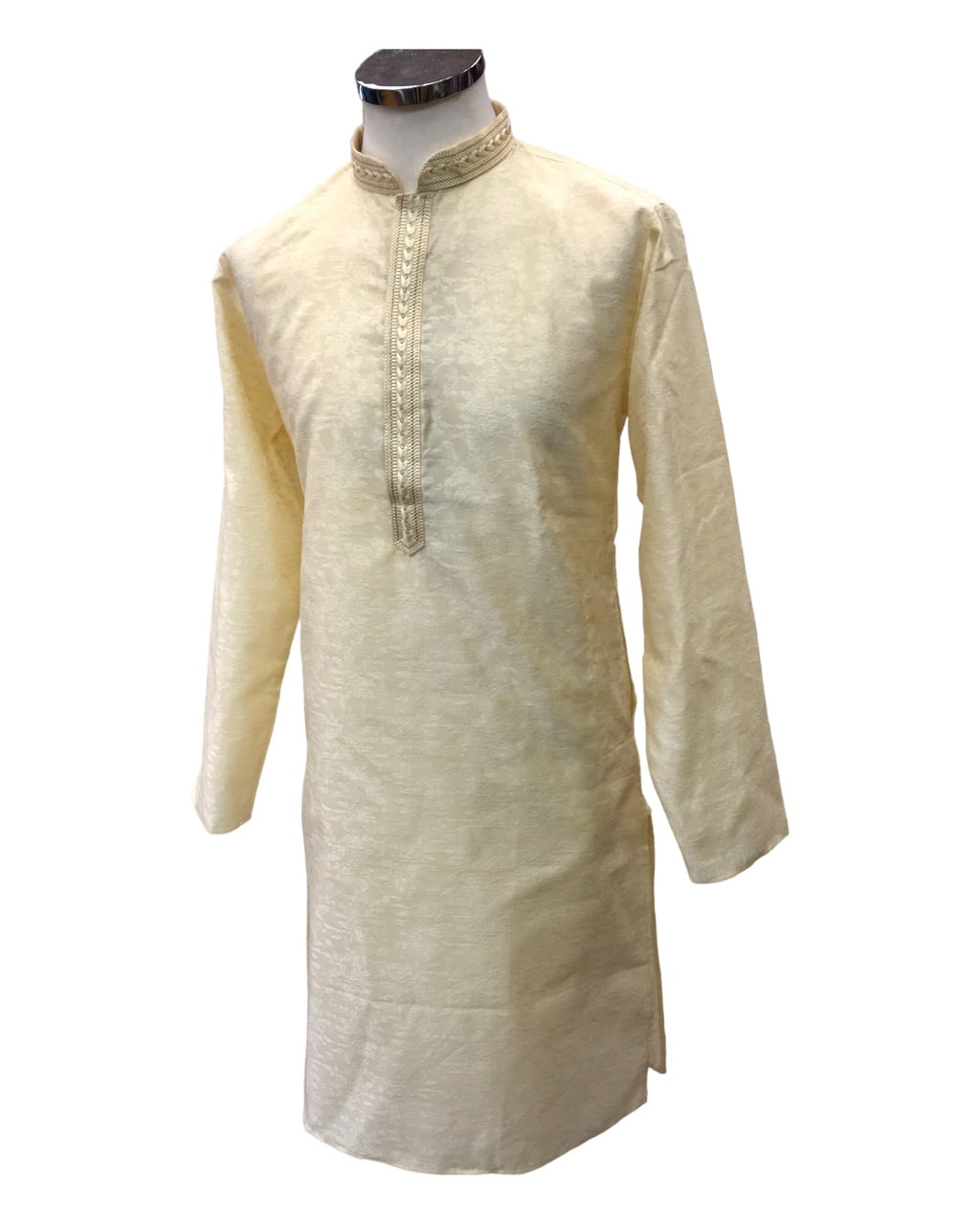 Cream - Silky Self Brocade Mens Kurta Set - Wedding Sangeet Mehendi Haldi - SHU2307 KT 0923