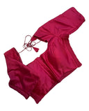 Dark Magenta - HYBRID Silky Saree blouse - With Elastic on both side for Great fit - Size 36",38", 40" S M L - VAM1216 Ap