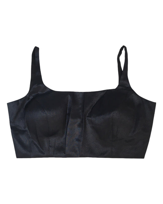 Black - Rich Banarasi Thin Strap Designer Saree blouse with cups, 38" - UK Stock - Quick Delivery - RNK - R651- H