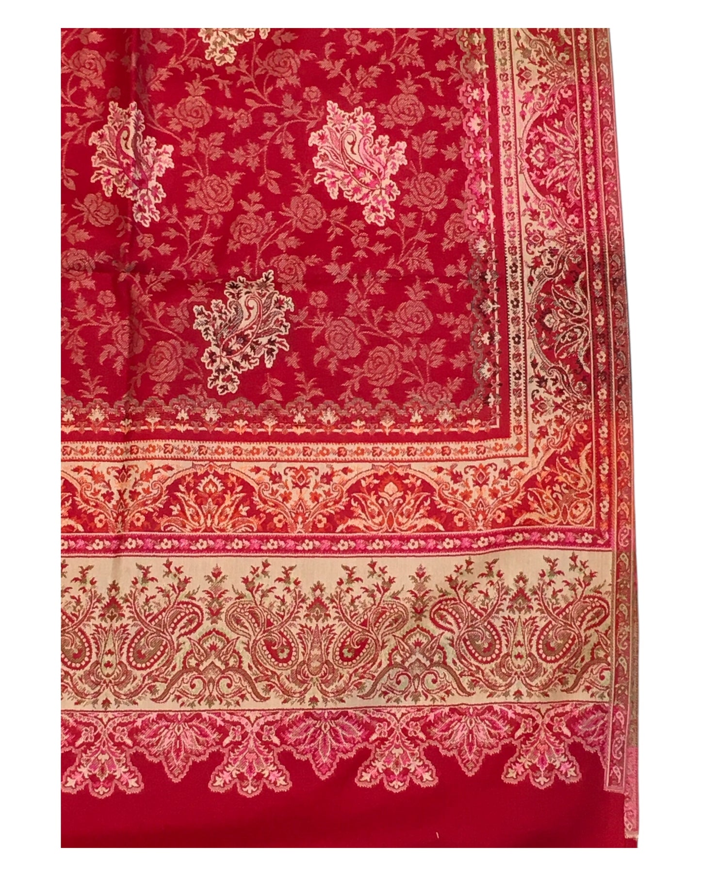 Red - Soft Art Wool Handloom Woven Shawl - (P350) 11KY24 NTC2414