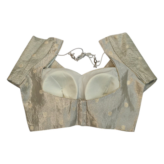 40" Bust (UK 14) Light Gold - Crushed Banarasi Brocade Saree / Lehenga blouse - Can be let out to size 16 - VFJ259 01H25