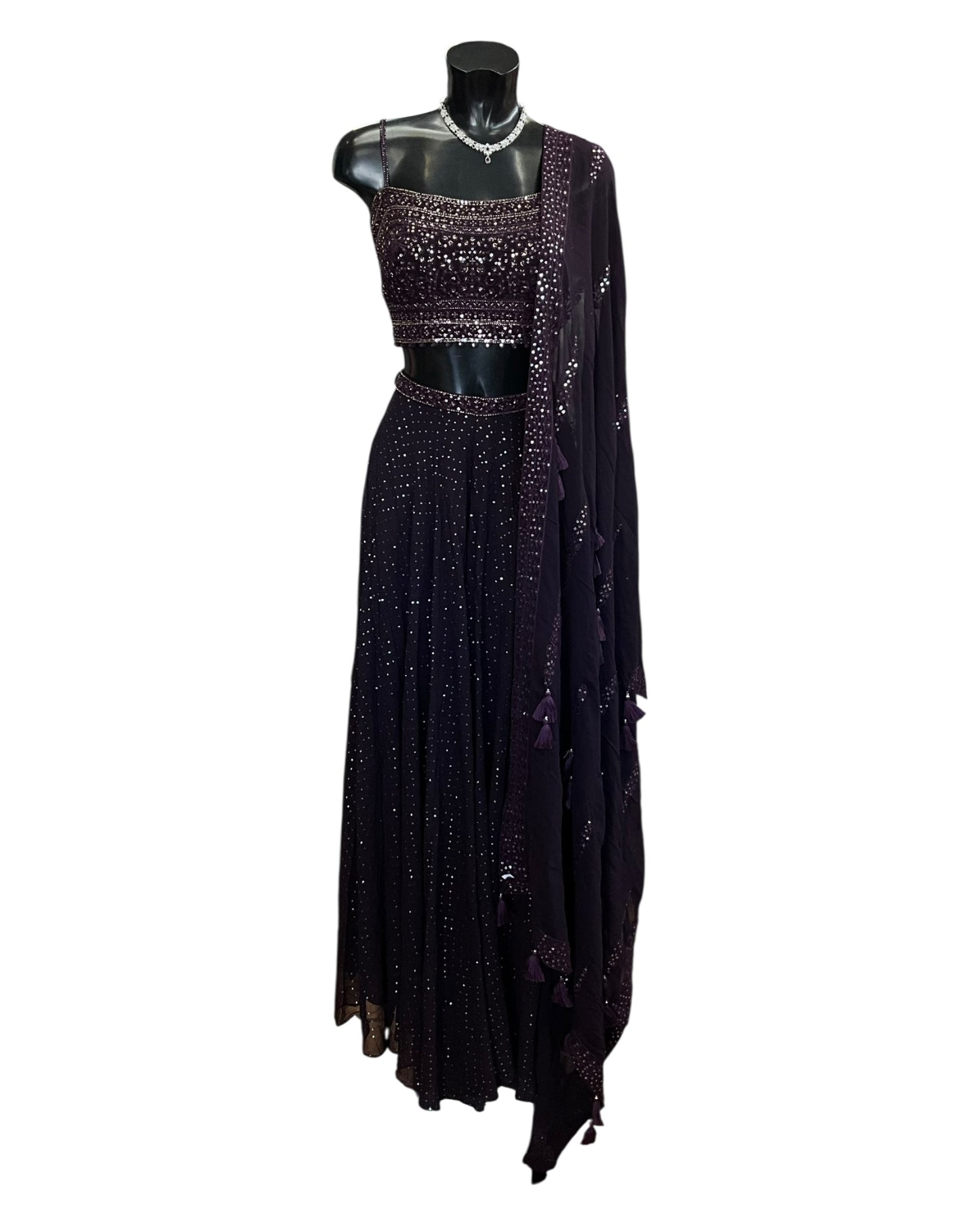 Wine - Designer Ladies Short Top Palazzo Trousers Suit - Size 10 (36") - VMK ARPITA CP