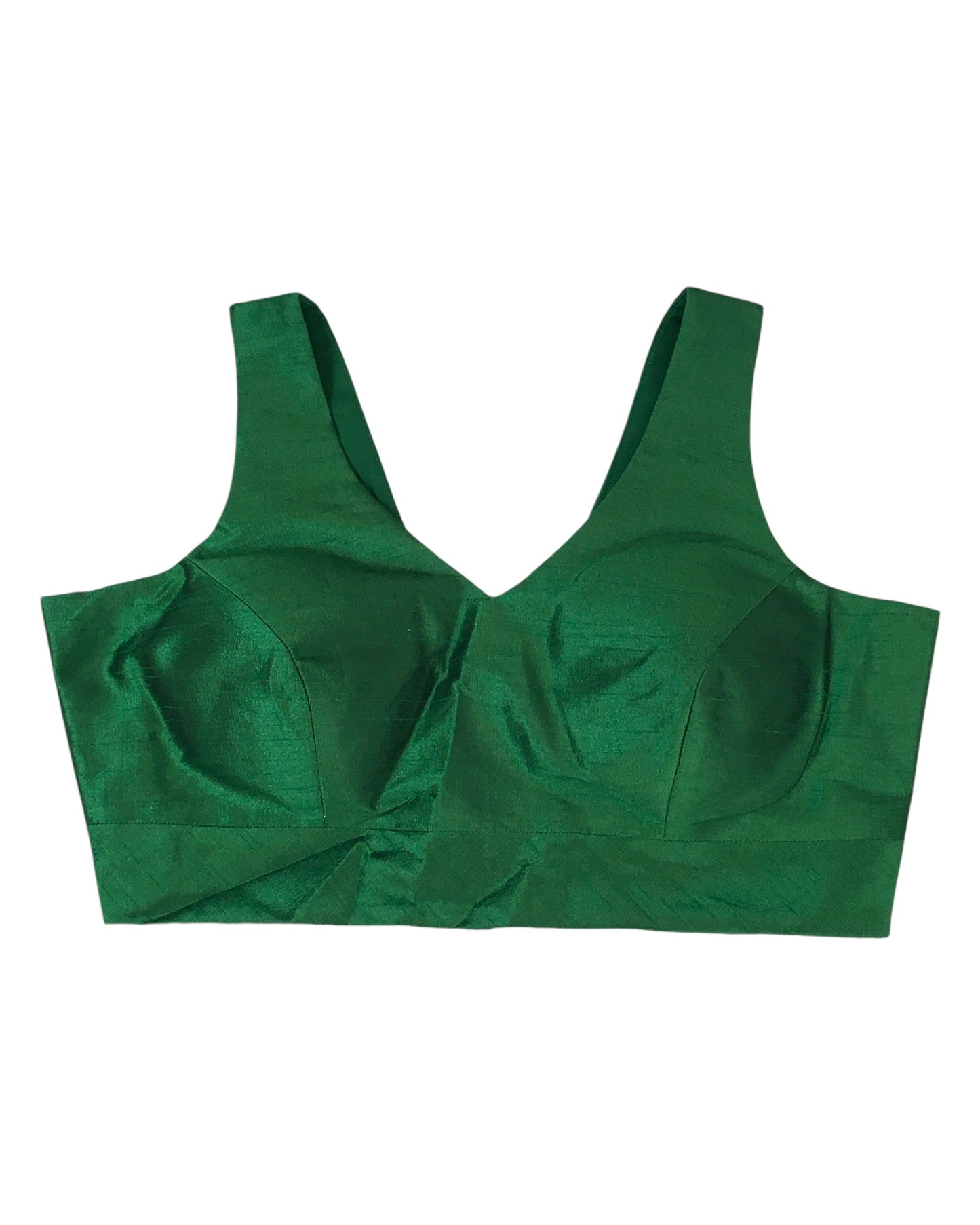 Green - Silky Saree blouse with cups, Sleeveless - 42" - UK Stock - Quick Delivery - RNK - R722A-KY