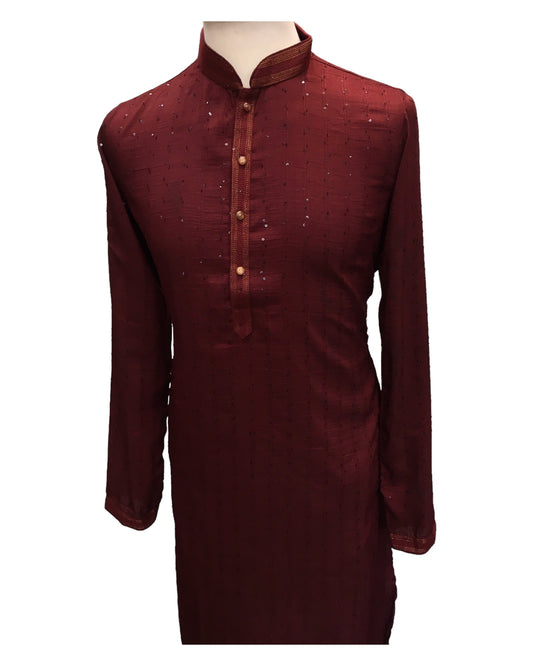 Maroon - Fantastic Mens Indian Kurta set - Weddings / Walimas , Sangeet, Eid, Mehndi / Henna - NAD2405 08KA24