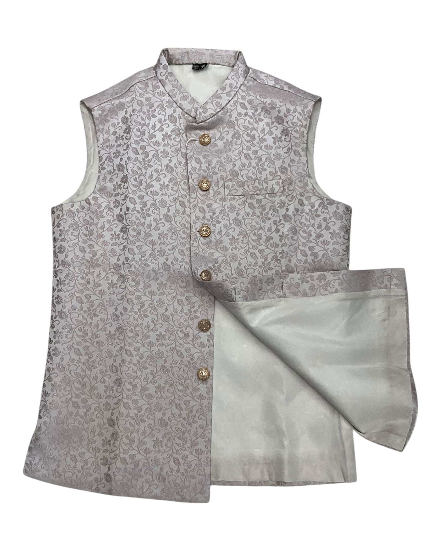 Baby Pink - Banarasi Self Brocade - Premium Mens Indian Waistcoat - VNS-JKT18 10KP25