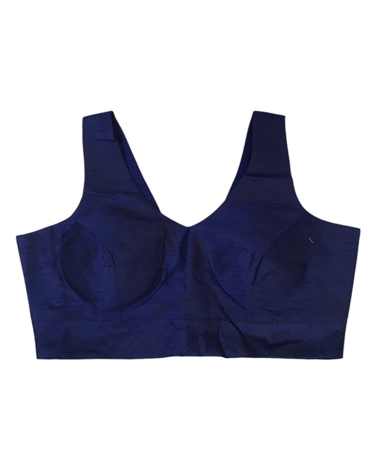 Navy Blue - Silky Saree blouse with cups, Sleeveless - 38" - UK Stock - Quick Delivery - RNK - R722A-KY