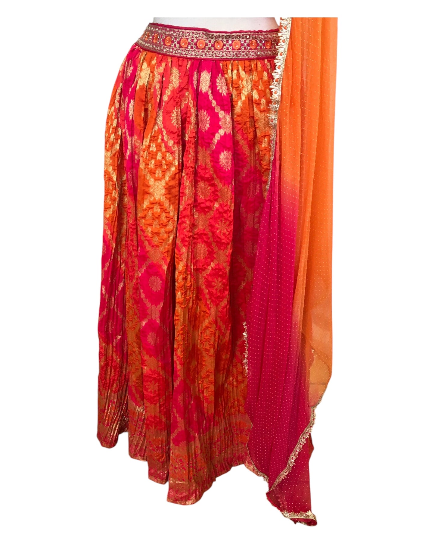 SALE - Size 14 / 40" Bust - Fuchsia Orange - Ready Made Lehenga Set - UK Stock - 24h Dispatch - KTC241101 1124