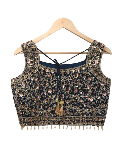 Navy Blue Ready Made Lehenga Set - Size 14 - 40"(Loosen up to 16) ) UK Stock - 24h Dispatch - KTC24323 TY 0324