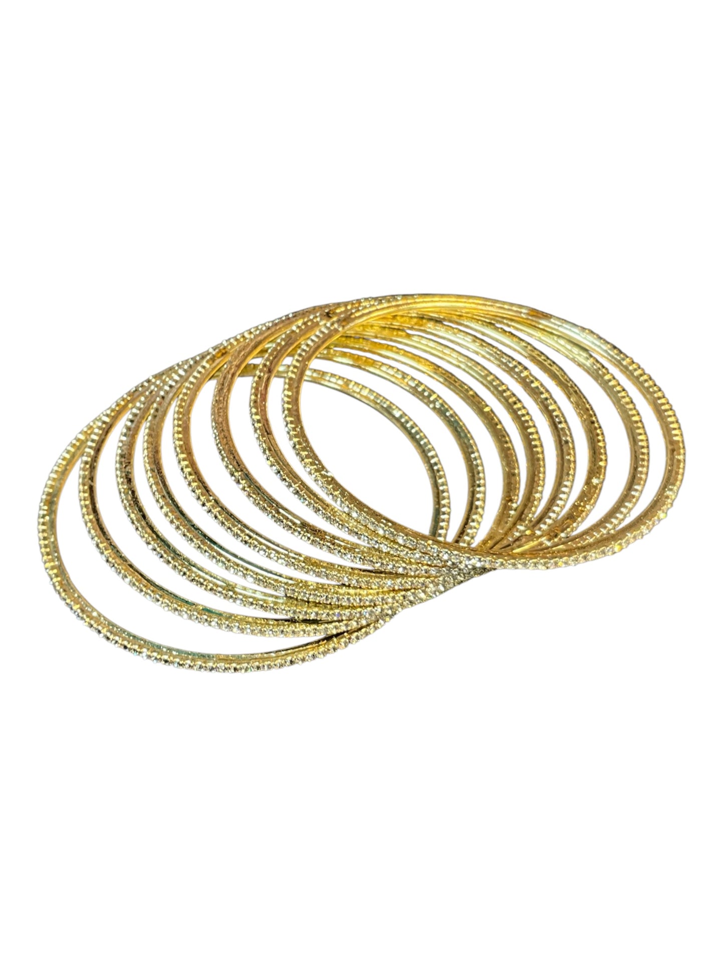 Clear / White Stones - Set of 8 Diamante Stone Bangles - M to XXL - HAN2602 07Ka26