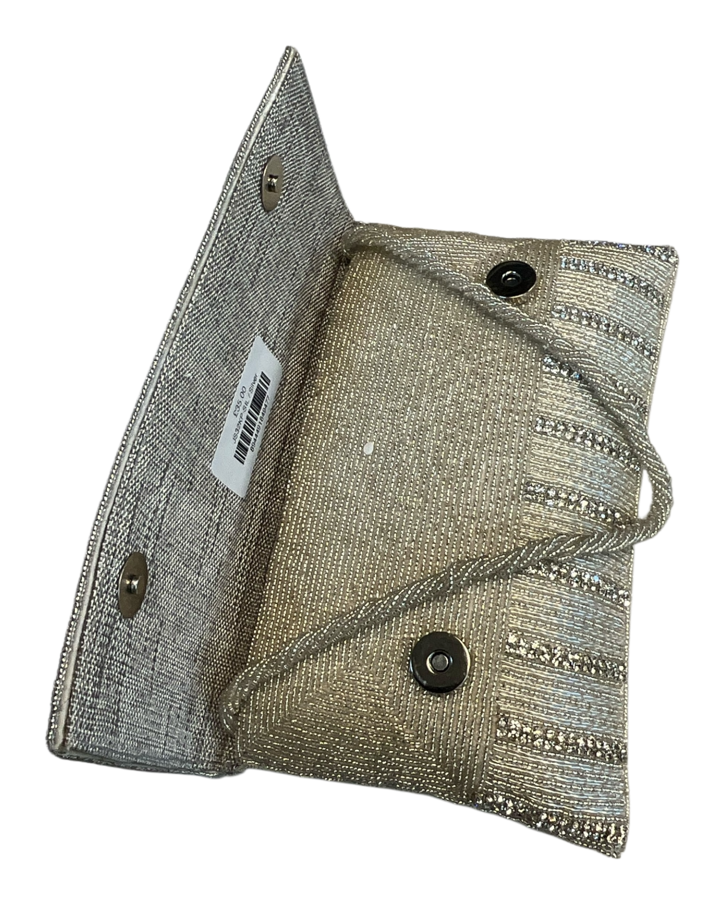 Silver - Rich Hand Embroidered Clutch Bag / Handbag -Bollywood / Weddings - JS32 04KP26