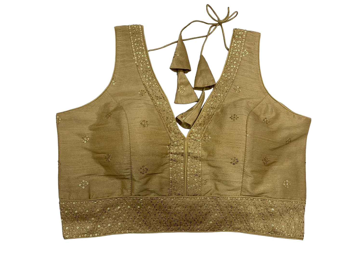 Gold - Dupion Silky Saree / Lehenga blouse - 38" Bust (UK 12) Can be let out to size 16 - AF2406 H 0324