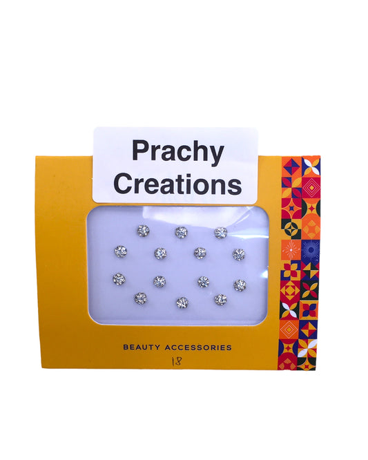 Pack of 14 Round Silver Stone Bindis in Small Size- 24 hrs dispatch from UK ST2418 24ap04
