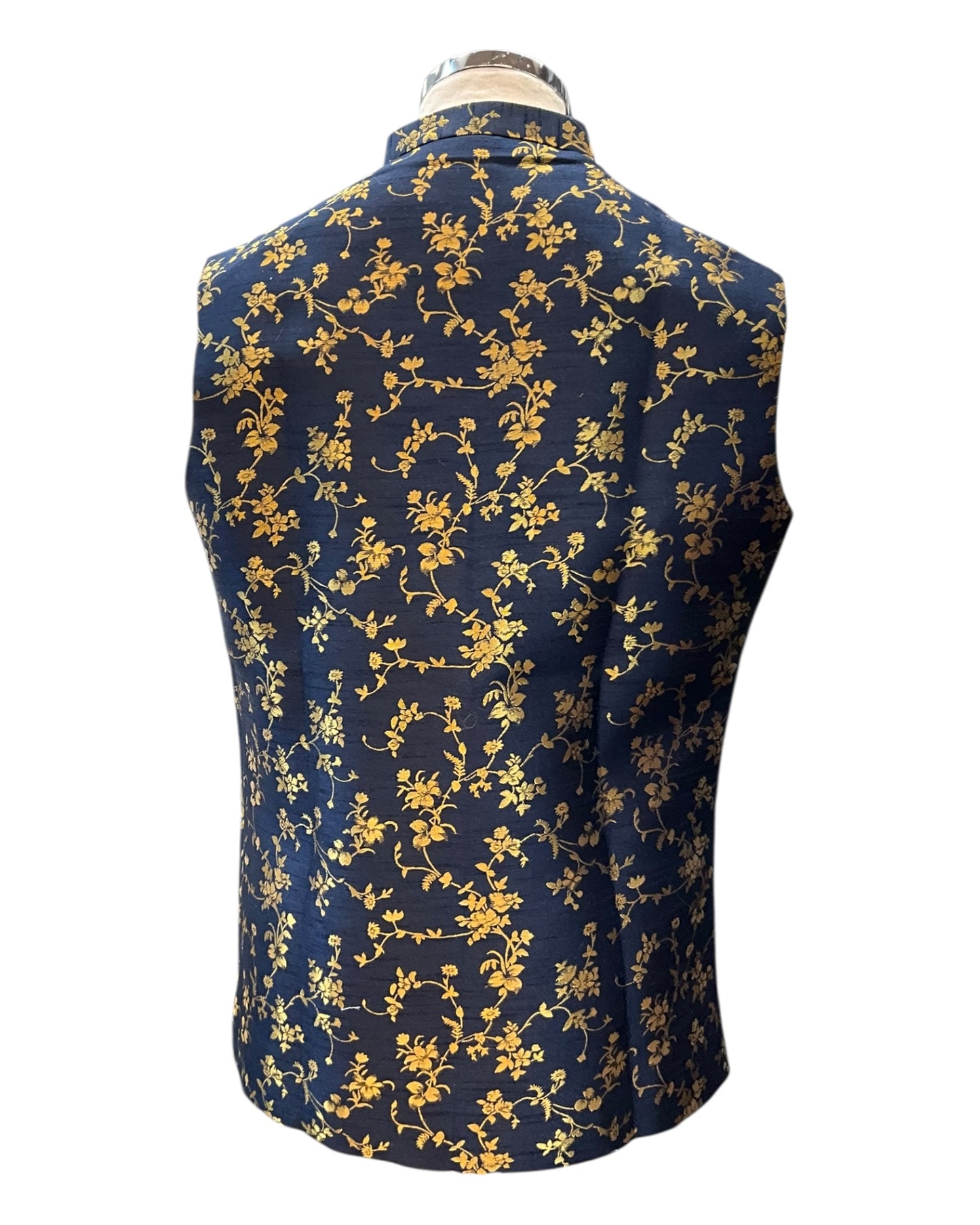 Navy Blue - Rich Brocade - Mens Traditional Waistcoat - UK Stock - VNS-JKT01 10KK25