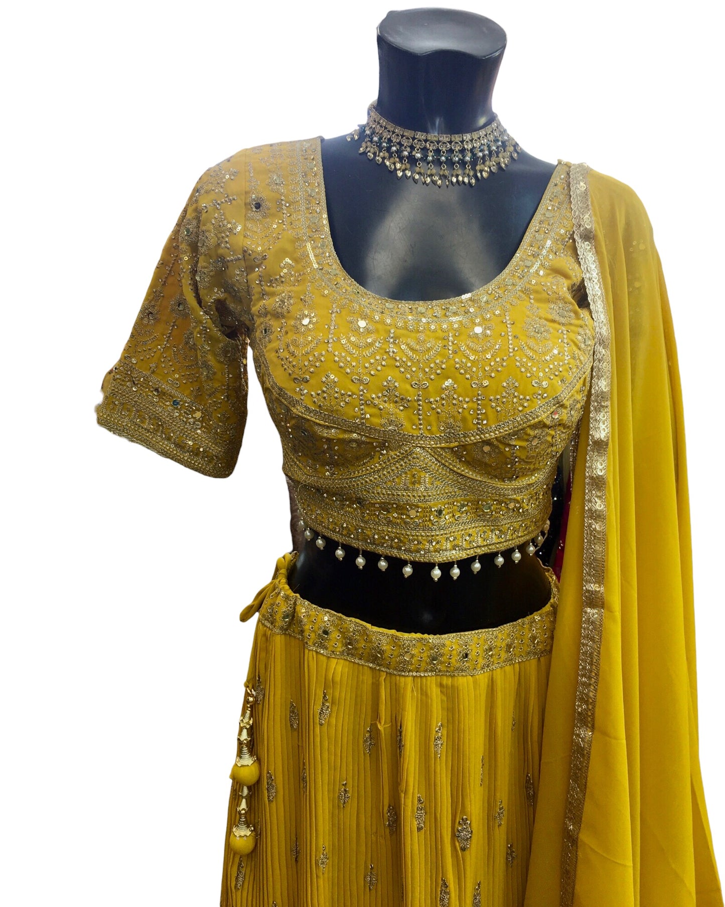Haldi Yellow Ready Made Lehenga Set - Size 12 - 40"(Loosen up to 16) ) UK Stock - 24h Dispatch - KTC24314 TP 0324