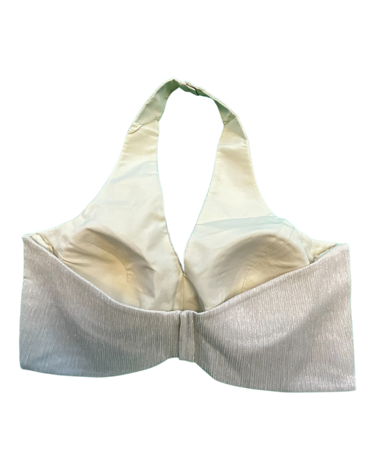 Size 36" / UK 10 - Champagne / Cream - Shimmery Crinkle Halter Neck Saree blouse with cups - UK Stock - Quick Delivery - RNK - R999A-KJ