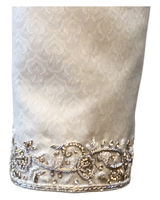 Cream - Rich Banarasi Brocade Sherwani with Zardosi Hand Embroidery - BS978 01KYV25