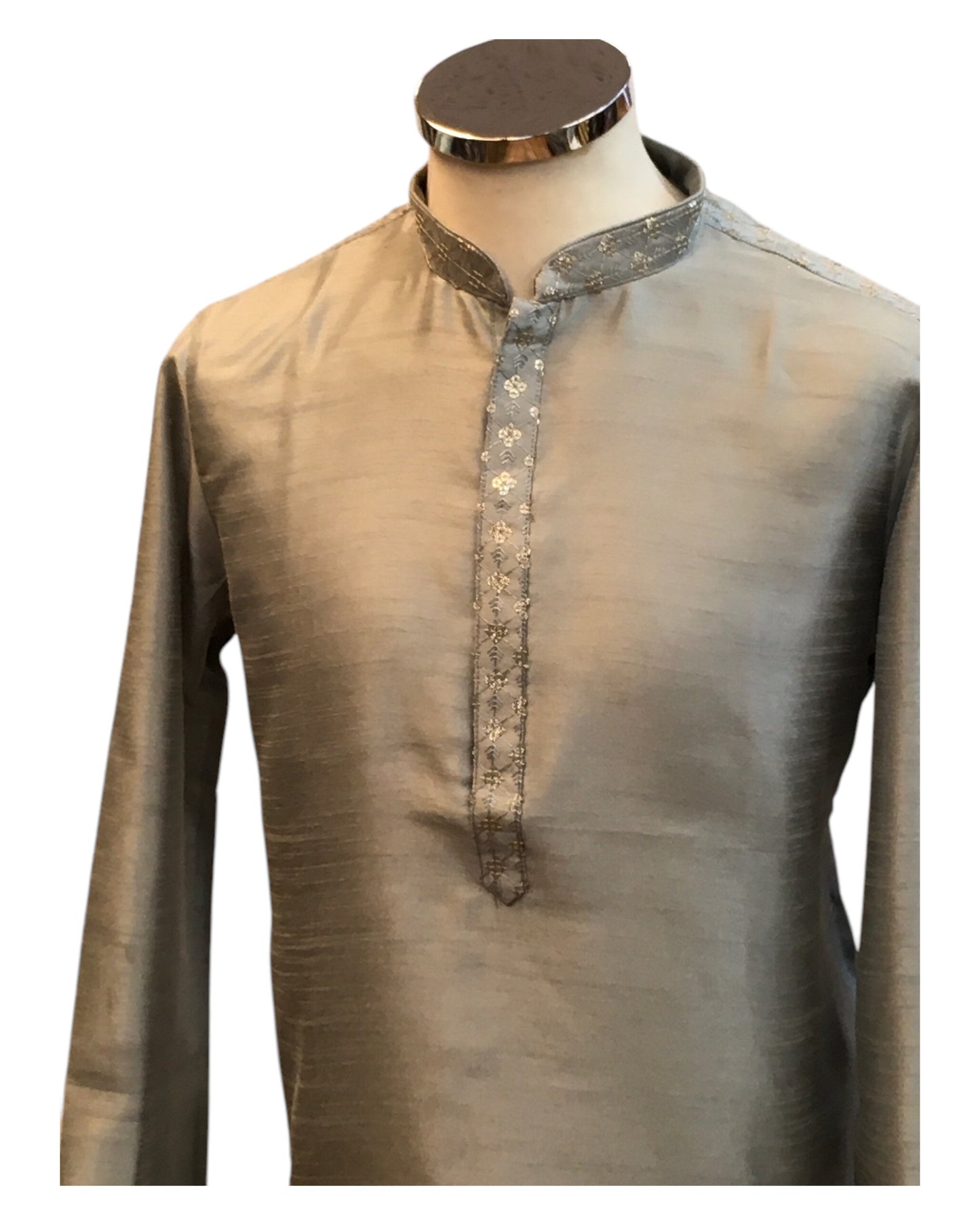Grey - Silky - Mens Indian Kurta set - Weddings / Walimas , Sangeet, Eid, Mehndi / Henna - NAD2511 01KJ25