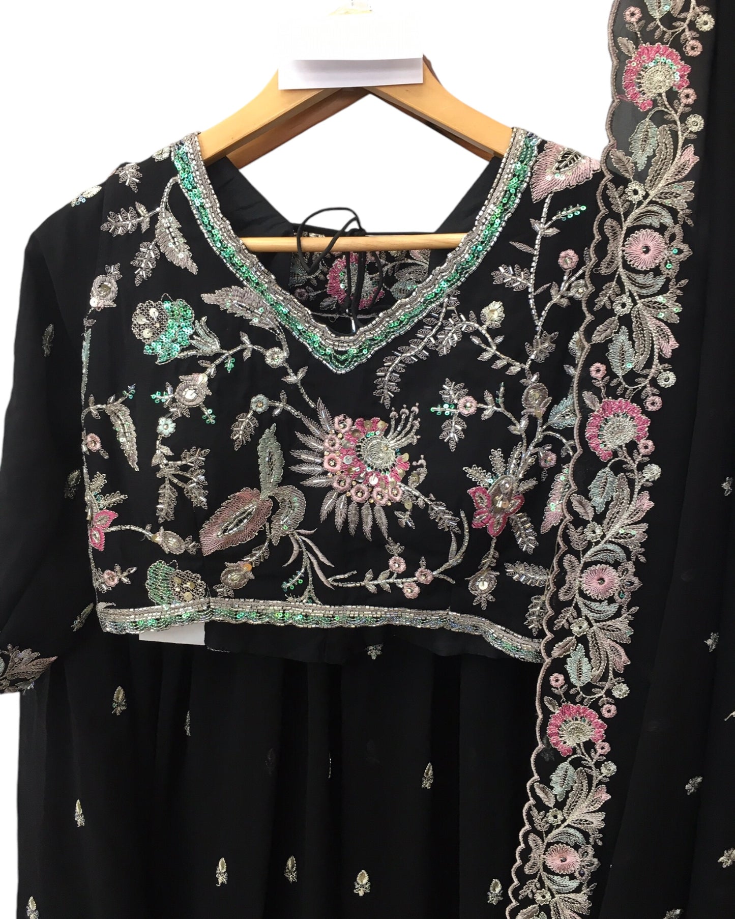 Black - Long Sleeve Blouse, Chiffon Lehenga Set - Weddings , Sangeet, Henna, Haldi - 24h Dispatch - SWA09 PY 0624