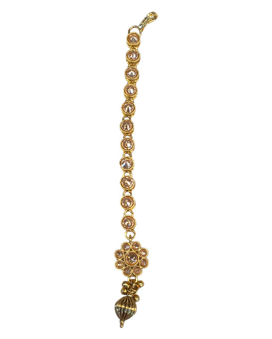 Gold / Neutral - Gold Finish Small Size Tika Head Piece - Indian Ladies Fashion Jewellery - AE2436 11Vp24