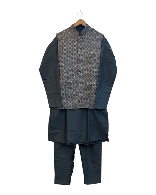 Dark Grey - Mens Indian Waistcoat & Kurta Set - UK Stock - 24 hr Dispatch - KCS4010 03VJ26