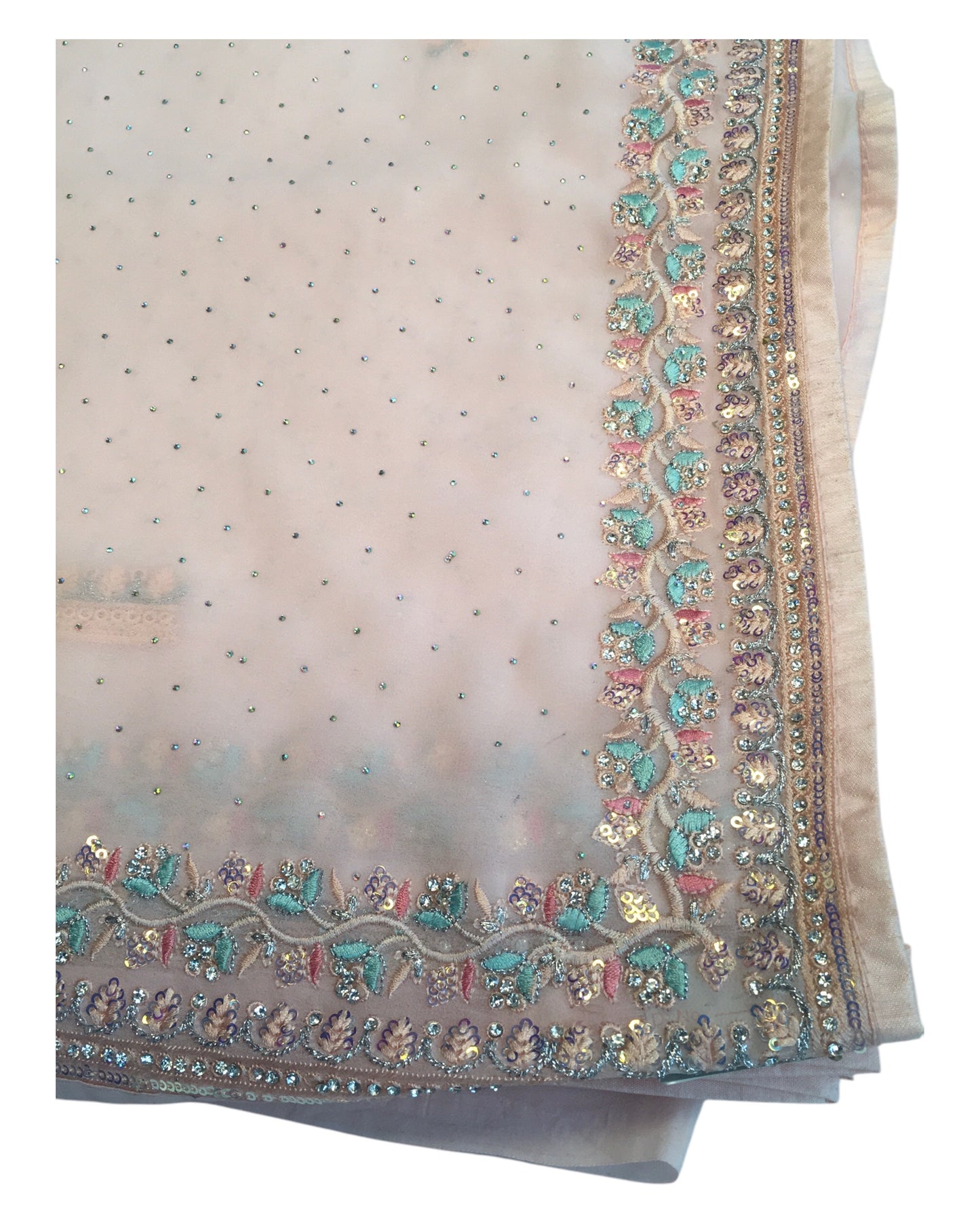 Pink - Chiffon - Party Wear Embroidiered Saree with Blouse Piece - SP250407 VT 0425
