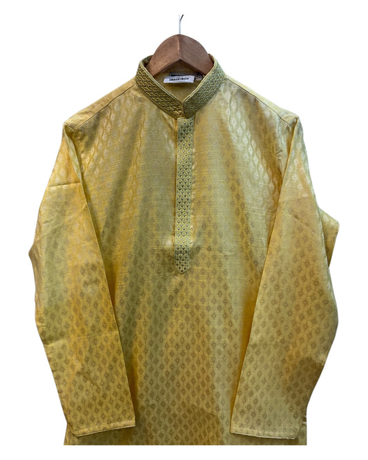 Pastel Light Yellow - Fantastic Mens Indian Kurta set - UK Stock - Weddings / Walimas , Sangeet, Diwali, Eid, Mehndi / Henna - NAD25703 KA