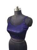 Navy Blue - Spaghetti Strap Gaji Silk Saree / Lehenga blouse - 38" Bust - UK 12 - Back Fasten - AF2402 A 0324