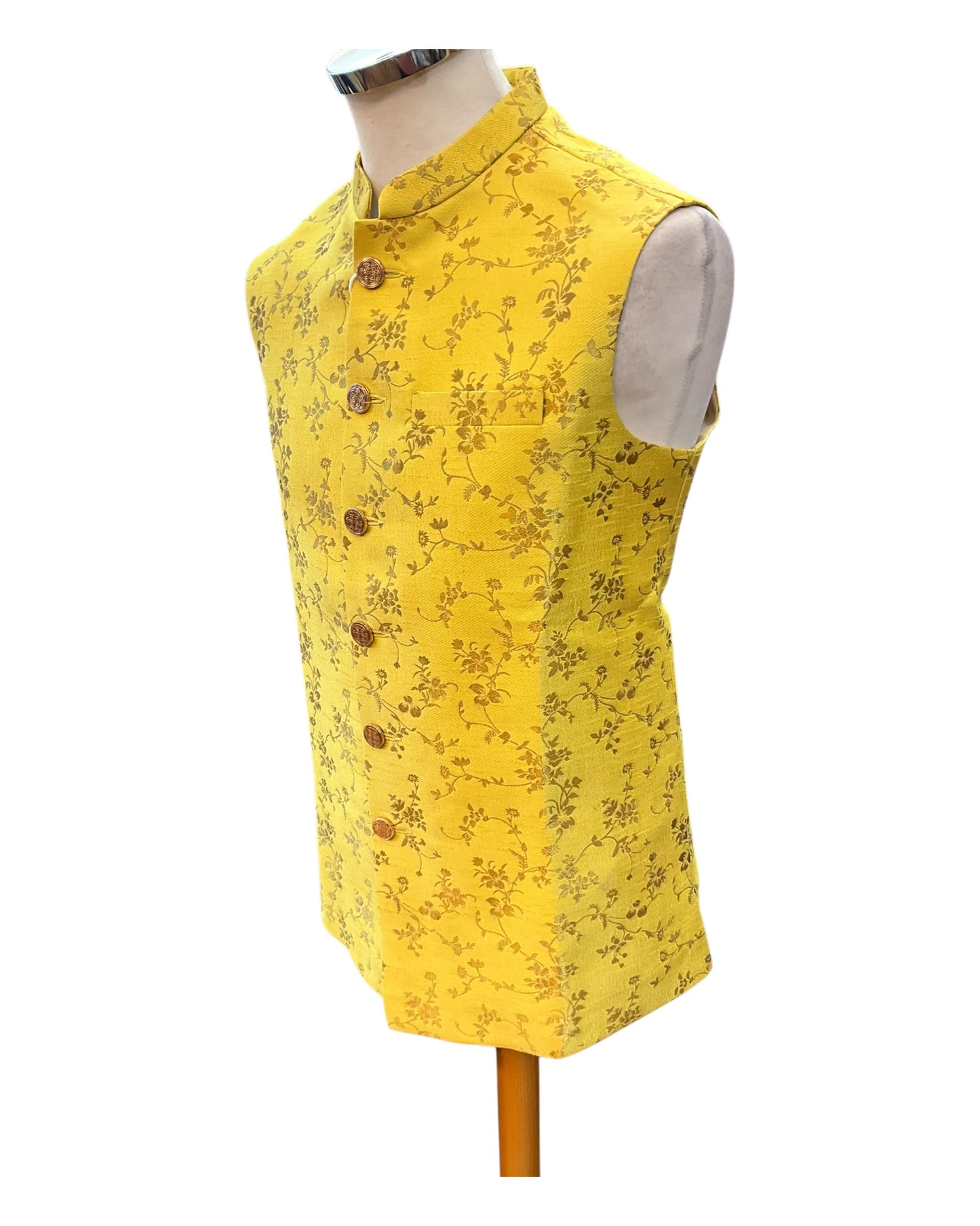 Haldi Yellow - Rich Brocade - Mens Traditional Waistcoat - UK Stock - VNS-JKT01 10KK25
