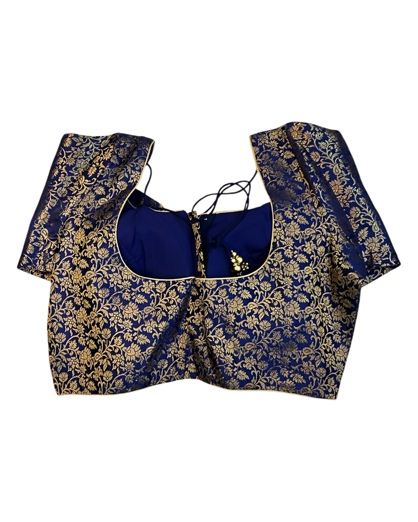 38" & 42" - Navy Blue - Banarasi Brocade Saree / Lehenga Blouse -UK Stock - Quick Dispatch - X1126 01A25