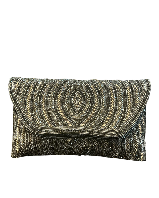 Black / Dark Grey - Rich Hand Embroidered Clutch Bag / Handbag -Bollywood / Weddings - JS37 06KP26