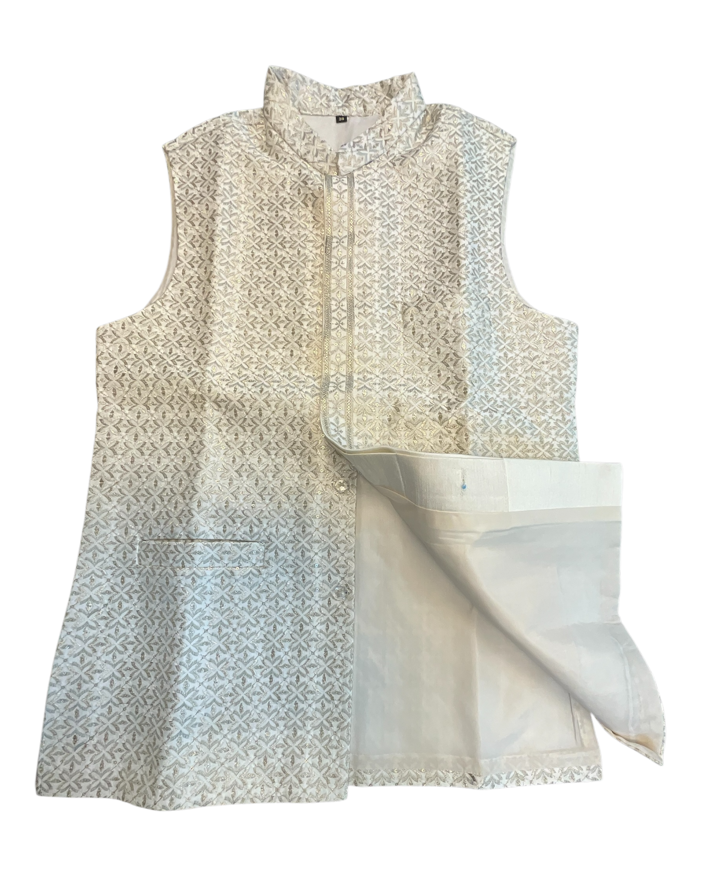 Cream / Off White - All Over Embroidered - Mens Indian Waistcoat - UK Stock - 24 hr Dispatch - KCS4835 06KA26