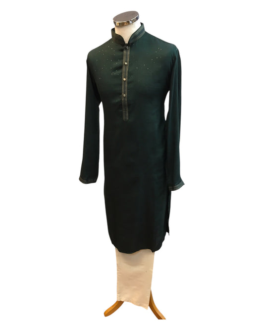 Bottle Green - Fantastic Mens Indian Kurta set - Weddings / Walimas , Sangeet, Eid, Mehndi / Henna - NAD2404 08KA24