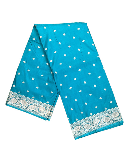 Turquoise Blue - Classic Banarasi Soft Silky Saree with Blouse Piece - UK stock - 24hr Dispatch - UST2501 VT