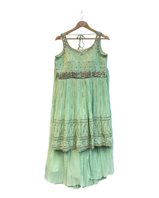 Sale! Mint Green - Ready Made Palazzo Trousers Set - Size 12 - 42" (Loosen up to 14) ) UK Stock - 24h Dispatch - KTC2354 04TT23