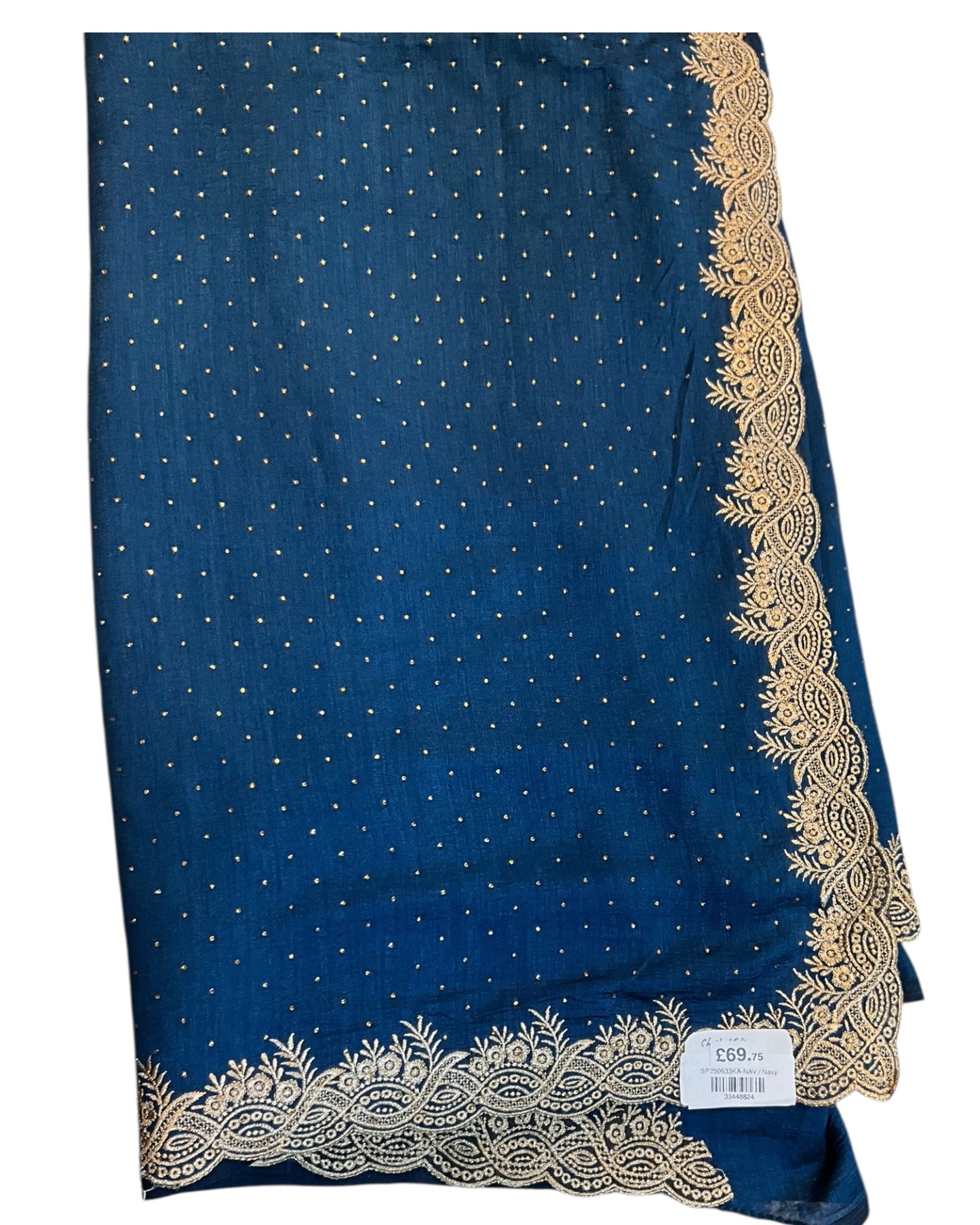 Navy Blue - Fancy Embroidered Saree with Blouse Piece - UK stock - 24hr Dispatch - SP250633 KA