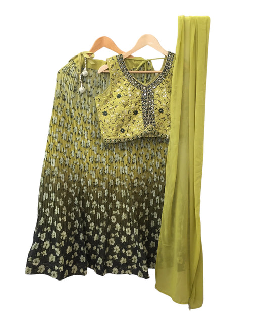 Parrot Green Ready Made Lehenga Set - Size 12 - 38"(Loosen up to 16) ) UK Stock - 24h Dispatch - KTC24330 VJ 0324