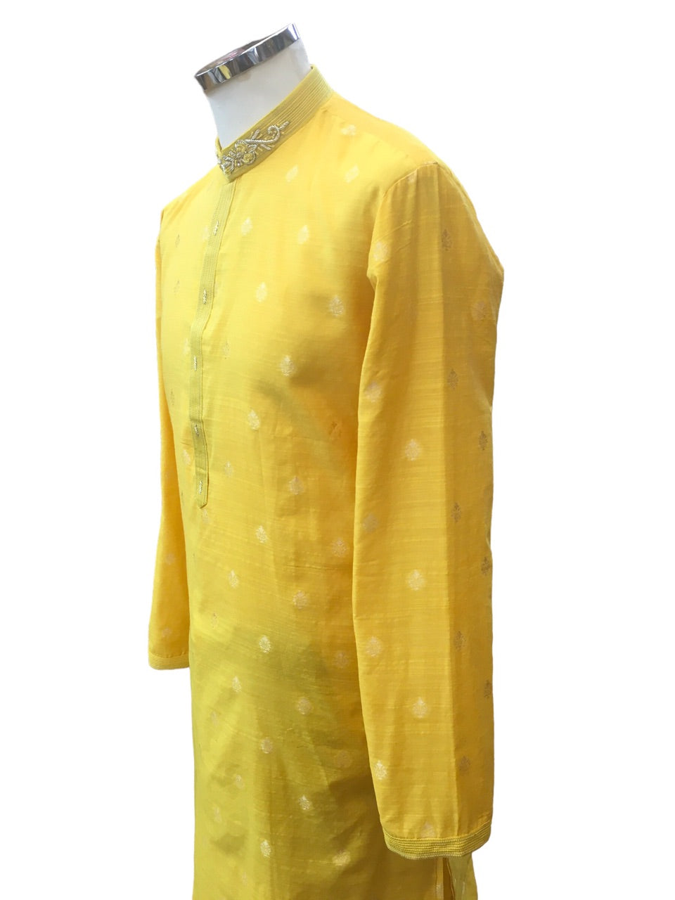 Haldi Yellow Handloom Banarasi Mens Kurta Set - UK Stock - 24h Dispatch - Karbhari35 VT 0223