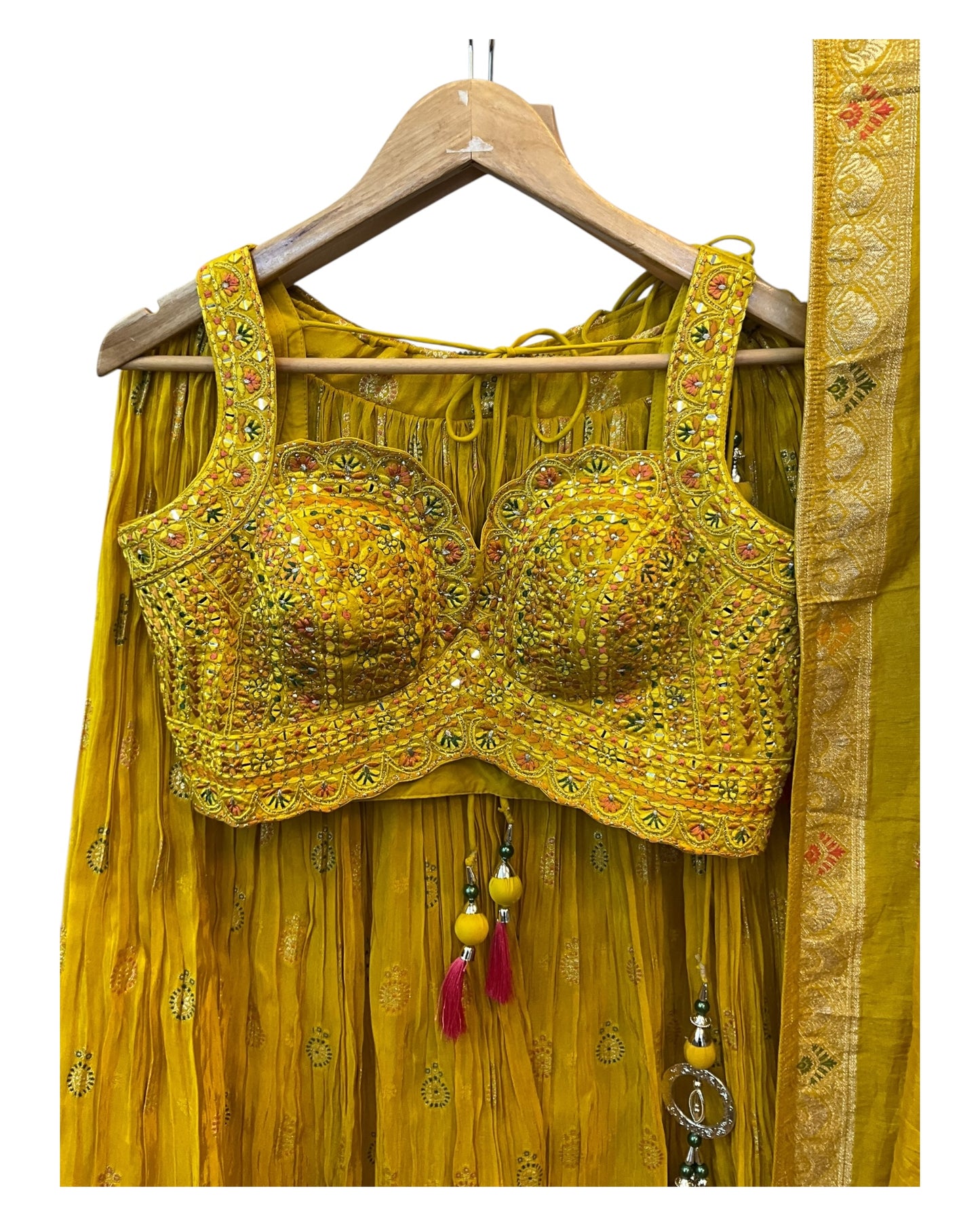 Size 12 / 38" Bust - Yellow Floral - Ready Made Lehenga Set - UK Stock - 24h Dispatch - KTC250609 PA