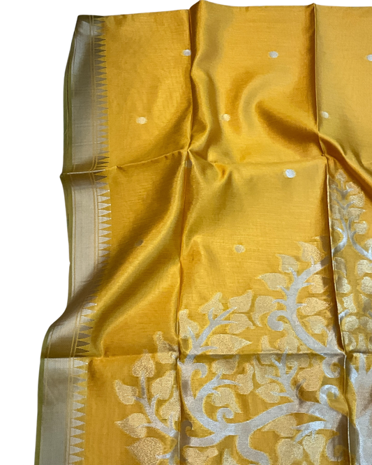 Haldi Yellow - Handloom Saree with Blouse Piece - UK stock - 24hr Dispatch - RT-BT002 07KJ26
