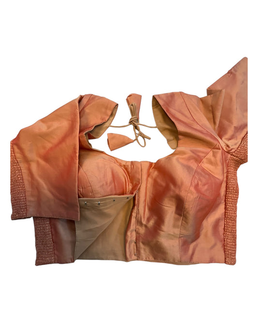Peach - HYBRID Silky Saree blouse - With Elastic on both side for Great fit - Size 36",38", 40" S M L - VAM1216 Ap