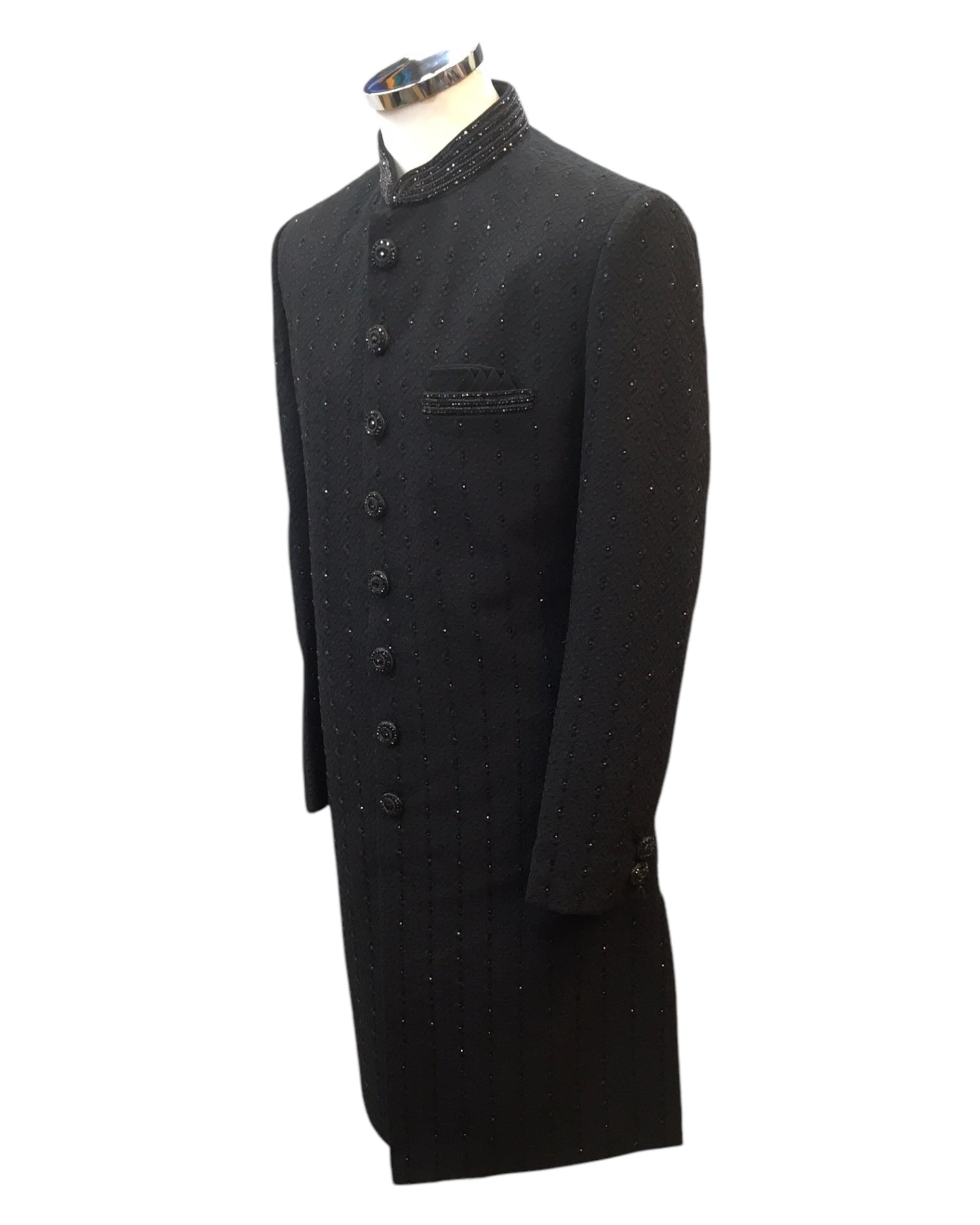 Size 38", 40", 42" - Black - Rich Lucknowi Stone Work Sherwani with bottoms - BS755 01KYV25