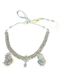 Clear / Silver - Small Size Silver Finish Necklace Set with Earrings - SJ05 08C25