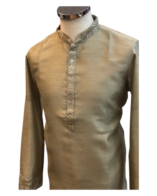 Champagne - Silky - Mens Indian Kurta set - Weddings / Walimas , Sangeet, Eid, Mehndi / Henna - NAD2511 01KJ25